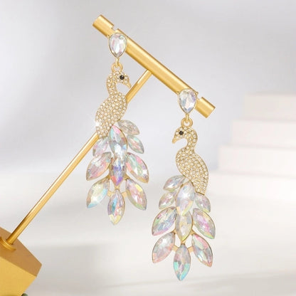 1 Pair Glam Luxurious Shiny Inlay Alloy Crystal 18K Gold Plated Drop Earrings