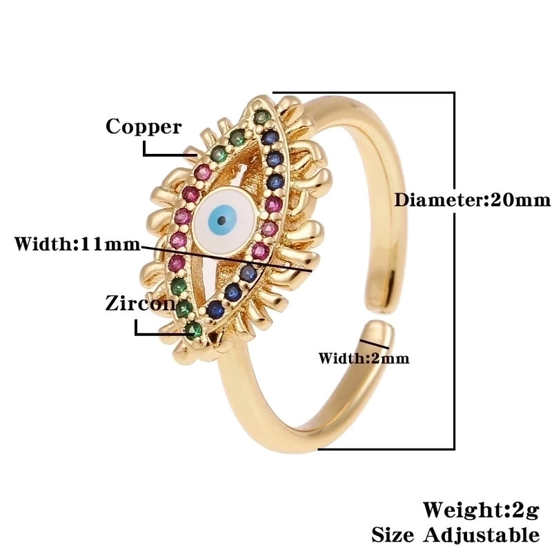 Fashion Enamel Drip Oil Evil Eye Retro Copper Tail Ring