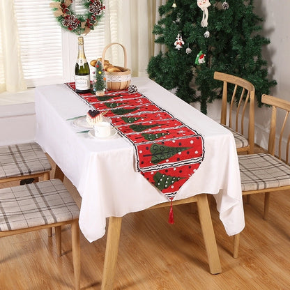 Christmas Christmas Tree Santa Claus Elk Polyester Christmas Tablecloth