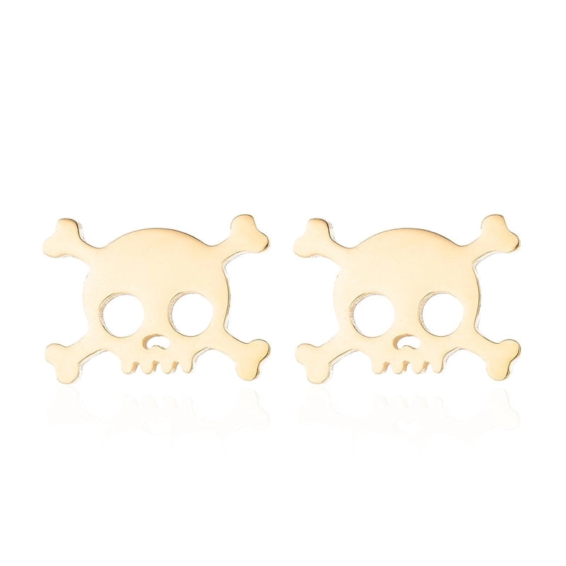Unisex Minimalist Skull Stainless Steel No Inlaid Ear Studs Stainless Steel Earrings