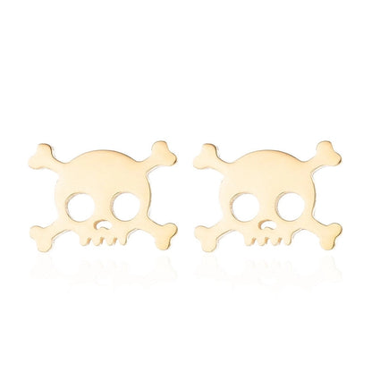 Unisex Minimalist Skull Stainless Steel No Inlaid Ear Studs Stainless Steel Earrings