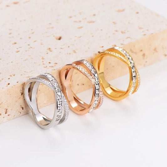 304 Stainless Steel 18K Gold Plated Rose Gold Plated Minimalist Classic Style Plating Inlay Solid Color Rhinestones Zircon Rings