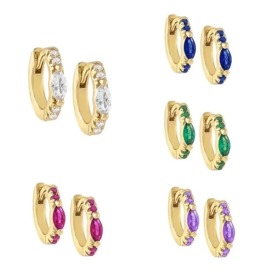 Minimalist Geometric Copper Hoop Earrings Gold Plated Rhinestones Copper Earrings