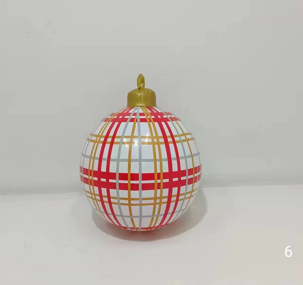 2 Pieces Christmas Decoration Balloon 60cm Outdoor Fun Festive Atmosphere Printed Pvc Inflatable Christmas Ball Craft Ornament