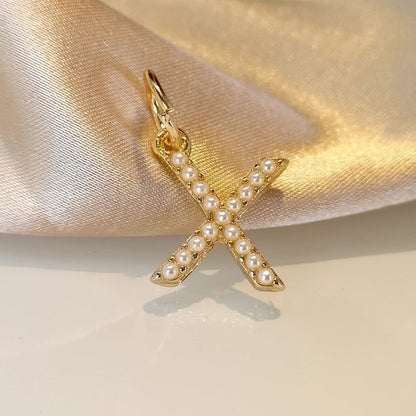 Fashion Letter Imitation Pearl Freshwater Pearl Copper Necklace