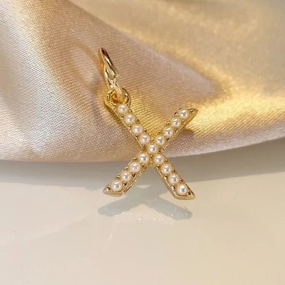 Fashion Letter Imitation Pearl Freshwater Pearl Copper Necklace