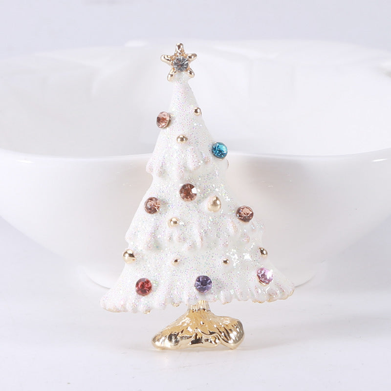 Fashion Pin Christmas Tree Alloy Inlay Rhinestones Women'S Brooches