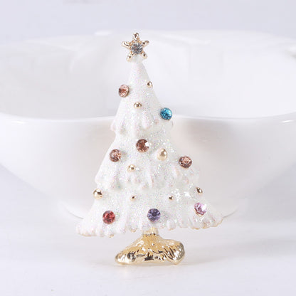 Fashion Pin Christmas Tree Alloy Inlay Rhinestones Women'S Brooches