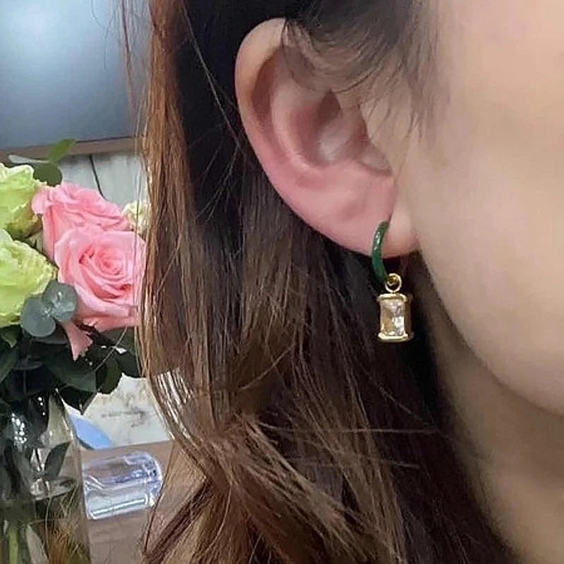 1 Pair Casual Oval Heart Shape Rectangle Enamel Plating Inlay 304 Stainless Steel Zircon Drop Earrings