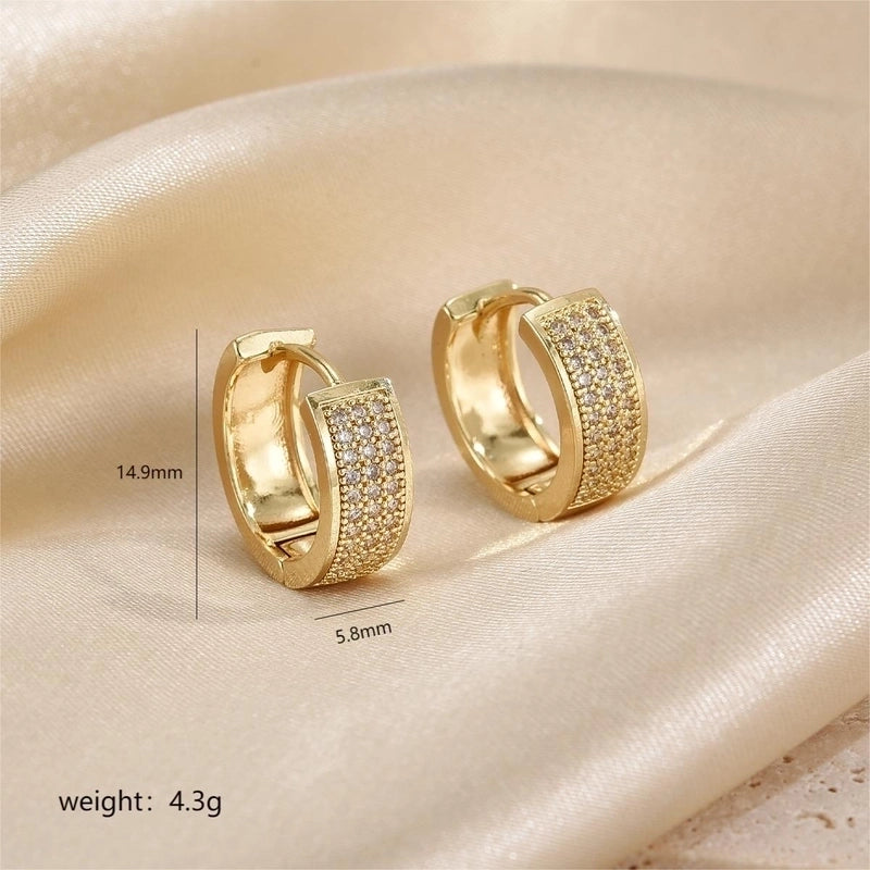 1 Pair Minimalist Streetwear Circle Plating Inlay Copper Zircon 18k Gold Plated Earrings