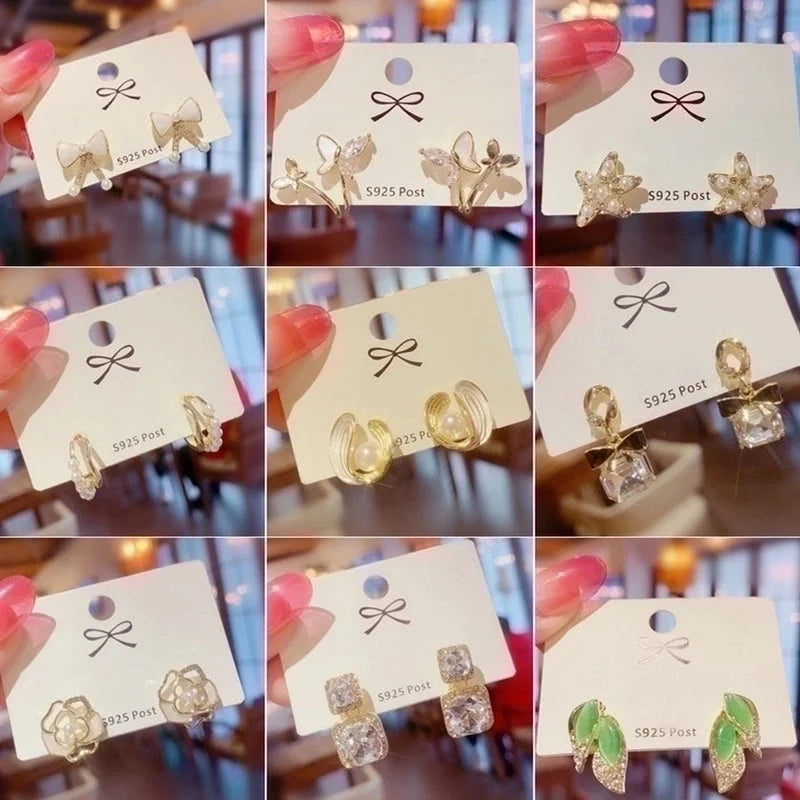 1 Pair Minimalist Geometric Plating Inlay Alloy Artificial Pearls Rhinestones Earrings