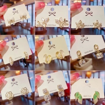 1 Pair Minimalist Geometric Plating Inlay Alloy Artificial Pearls Rhinestones Earrings