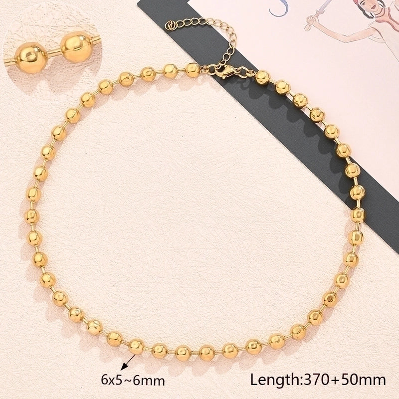 Modern Style Minimalist Round Oval Solid Color 304 Stainless Steel 18K Gold Plated Polishing Plating Necklace