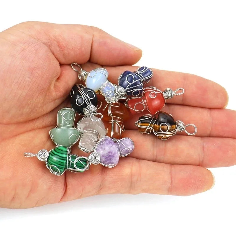 Minimalist Mushroom Natural Stone Handmade Pendant Necklace 1 Piece