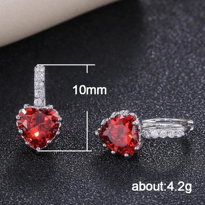 Fashion Multi-color Zircon Heart Copper Earrings