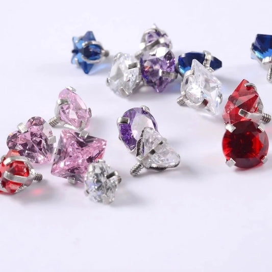 Stainless Steel Heart Labret Round Zircon Stud Earrings With Diamond XINGX Labret Lip Ring 2-5mm Zircon Earrings Accessories