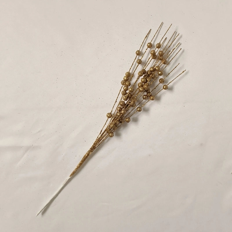 Christmas Decorations 43cm 12 Fork Gold Powder Ball Christmas Tree Garland Rattan Sequins Simulation Berry Branches Bundle