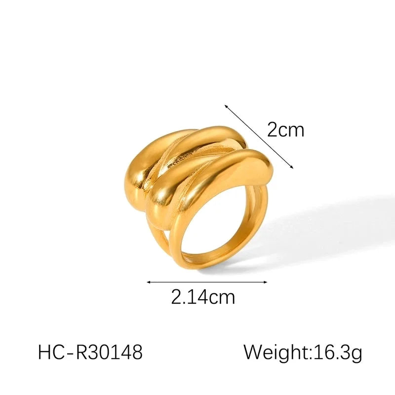 Classic Style Irregular Geometric 304 Stainless Steel Titanium Steel 18K Gold Plated Open Rings