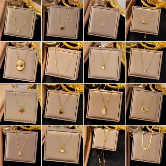 Elegant Sweet Streetwear Round Heart Shape Solid Color Titanium Steel Plating Layered Necklaces Pendant Necklace Necklace