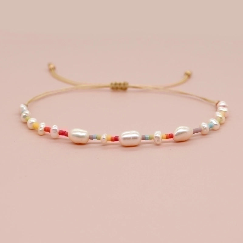 Artificial Crystal Freshwater Pearl Copper Beaded Braid Pentagram Bracelets