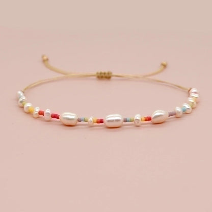 Artificial Crystal Freshwater Pearl Copper Beaded Braid Pentagram Bracelets