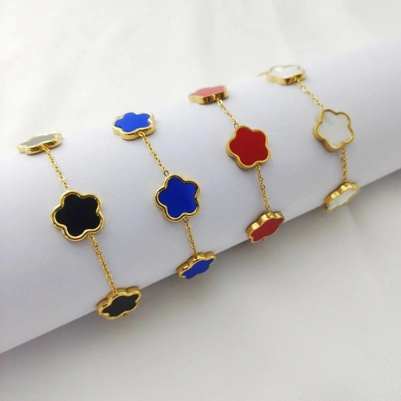 Elegant Minimalist Commute Flower 304 Stainless Steel Bracelets In Bulk