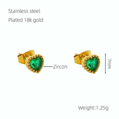1 Pair Glam Retro Heart Shape Plating Inlay 304 Stainless Steel Rhinestones 18K Gold Plated Drop Earrings