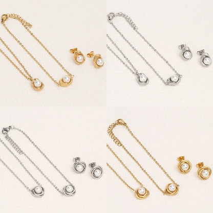 3 Pieces Elegant French Style Classic Style Geometric 304 Stainless Steel 18K Gold Plated Plating Jewelry Set