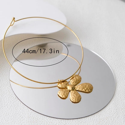 IG Style Casual Vacation Round Vortex Flower 304 Stainless Steel 14K Gold Plated Hollow Out Choker