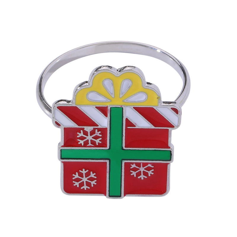 Christmas Cute Penguin Christmas Tree Santa Claus Alloy Napkin Rings 1 Piece