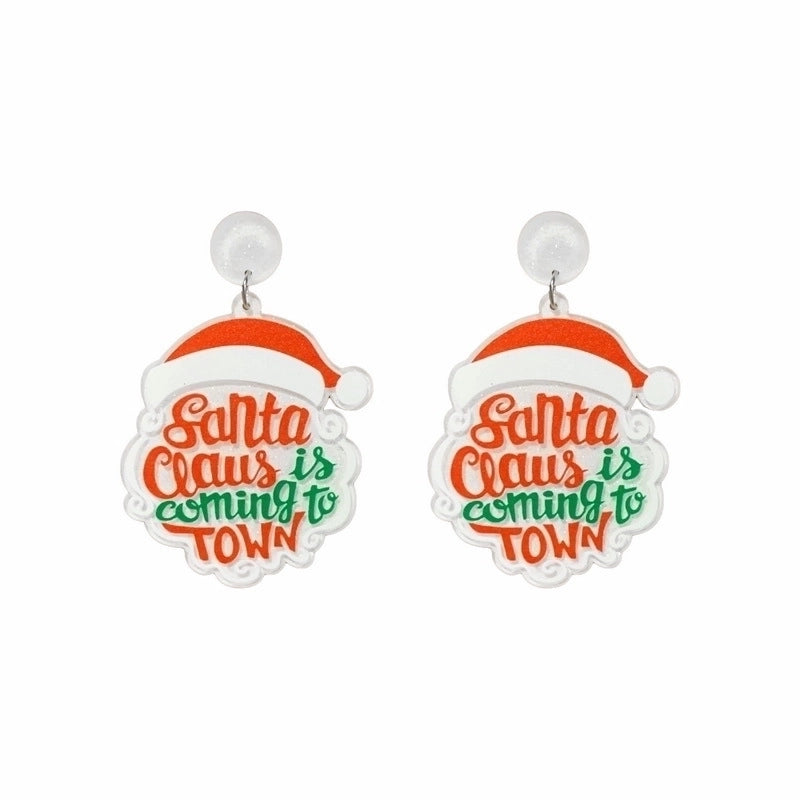1 Pair Cute Streetwear Cartoon Character Christmas Tree Letter Arylic Drop Earrings