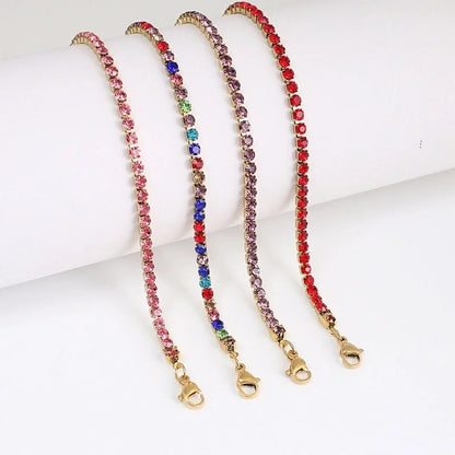 Modern Style Geometric Stainless Steel Handmade Inlay Artificial Gemstones Bracelets Necklace