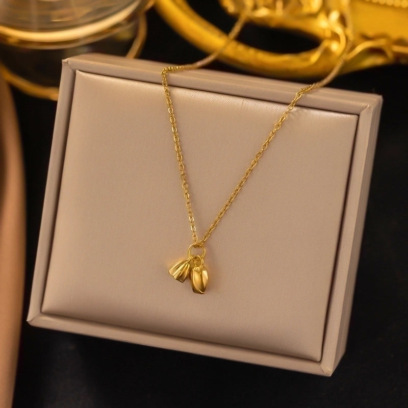 304 Stainless Steel 18K Gold Plated Minimalist Plating Inlay U Shape Heart Shape Acrylic Artificial Rhinestones Plastic Pendant Necklace