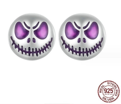 1 Pair 925 Sterling Silver Skull Earrings