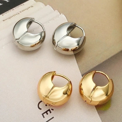 1 Pair Minimalist Commute Solid Color Plating Copper 18k Gold Plated Hoop Earrings