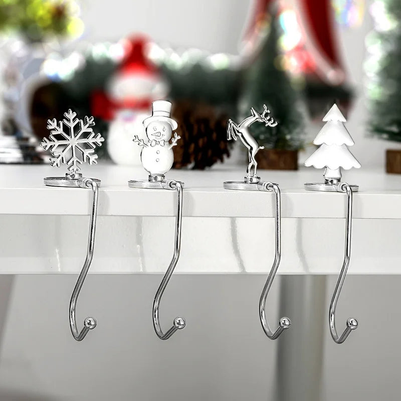 Amazon Popular Christmas Magnetic Hook Snowflake Christmas Hook Christmas Gift Metal Fireplace Socks Pendant