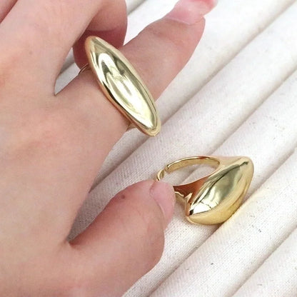 Vintage Style Minimalist Water Droplets Heart Shape Copper Gold Plated Open Rings In Bulk