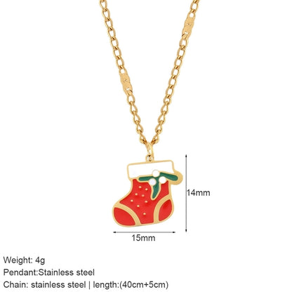 Nordic Style Classic Style Gingerbread Moon 316L Stainless Steel Plating Pendant Necklace