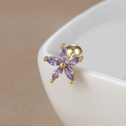 1 Piece Ear Cartilage Rings & Studs IG Style Ice Cream Heart Shape Candy 304 Stainless Steel Inlay Zircon 18K Gold Plated Ear Cartilage Rings & Studs