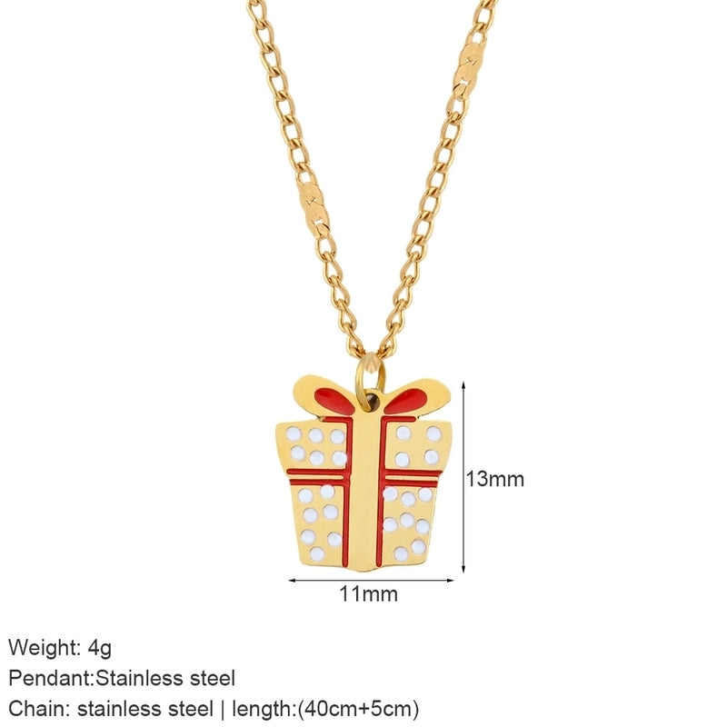 Nordic Style Classic Style Gingerbread Moon 316L Stainless Steel Plating Pendant Necklace