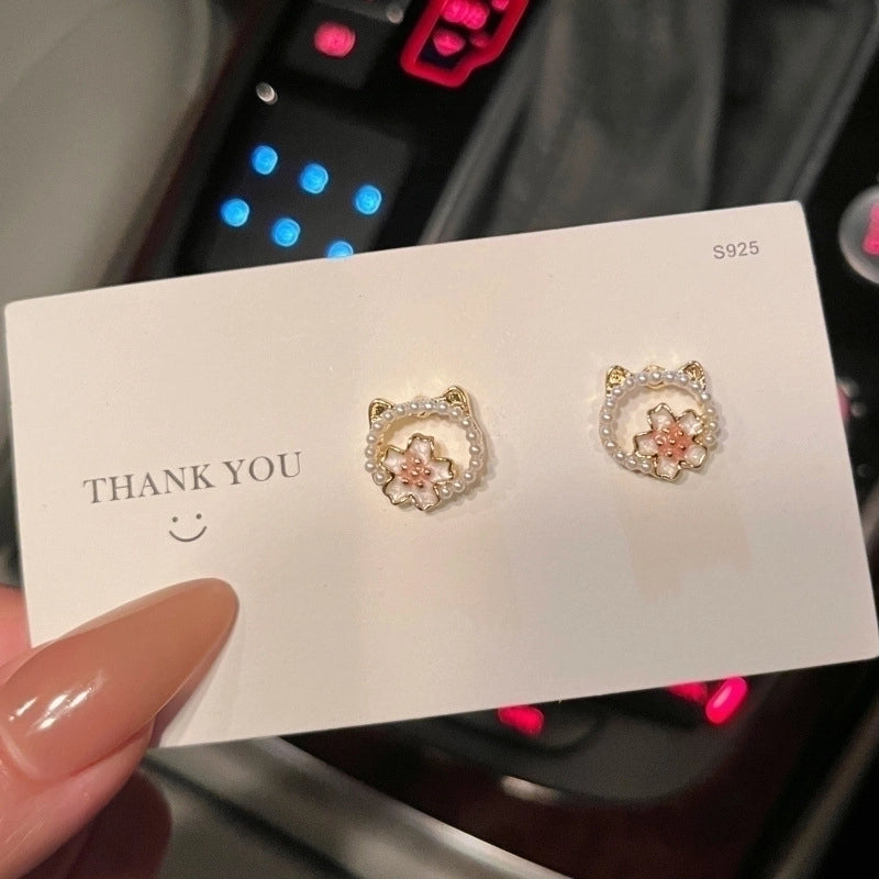 1 Pair Fashion Leaf Flower Bow Knot Imitation Pearl Alloy Rhinestones Earrings