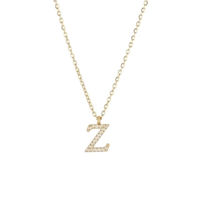 Minimalist Letter 304 Stainless Steel Zircon 16K Gold Plated White Gold Plated Plating Inlay Pendant Necklace
