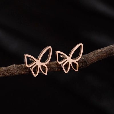 1 Pair Cute Minimalist Dog Cat Flower Polishing Hollow Out 304 Stainless Steel 18K Gold Plated Ear Studs