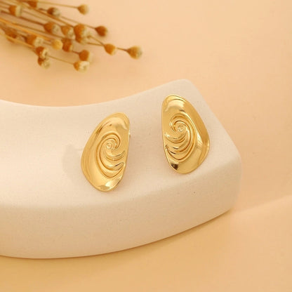 1 Pair Casual Minimalist Streetwear Waves Heart Shape Flower Plating 304 Stainless Steel Ear Studs