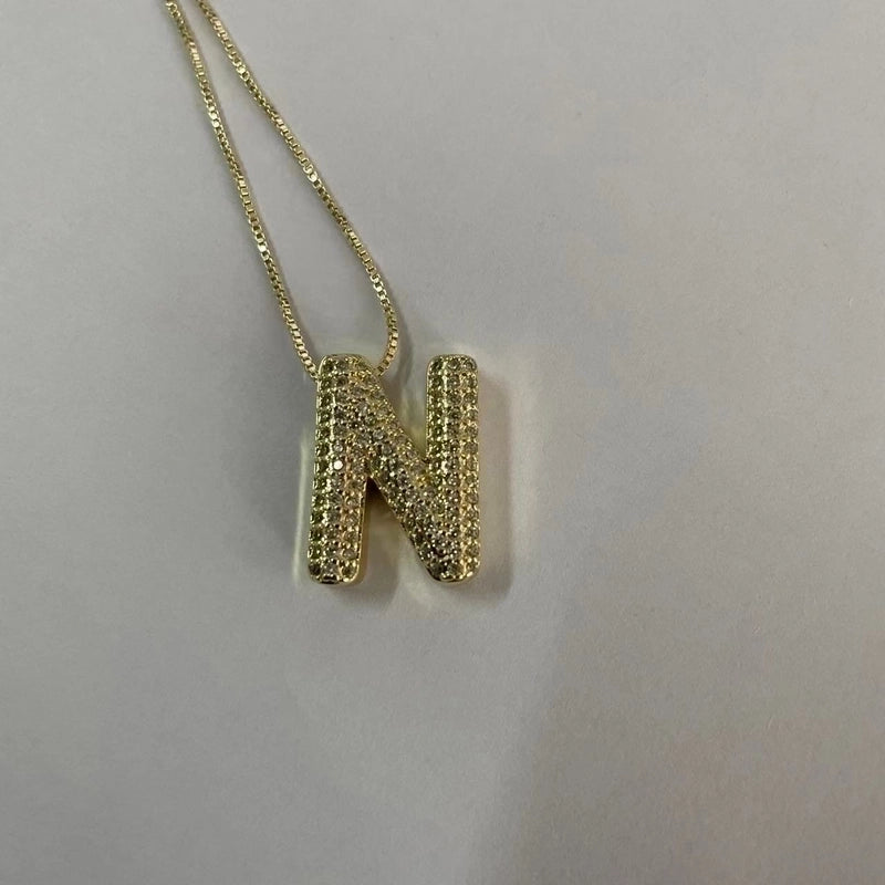 Elegant Luxurious Classic Style Letter Copper 14k Gold Plated Zircon Pendant Necklace In Bulk