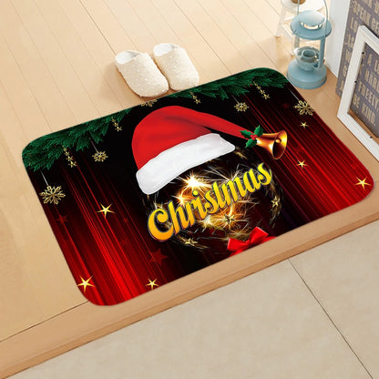 Cute Santa Claus Flannel Fabric Floor Mat