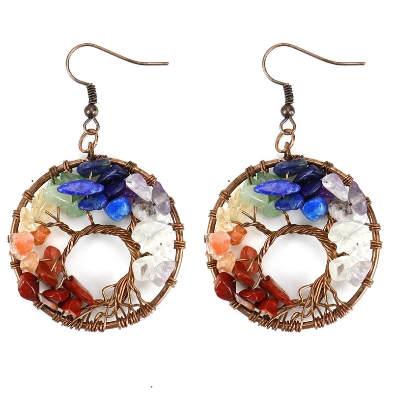 1 Pair Minimalist Leaf Natural Stone Copper Drop Earrings