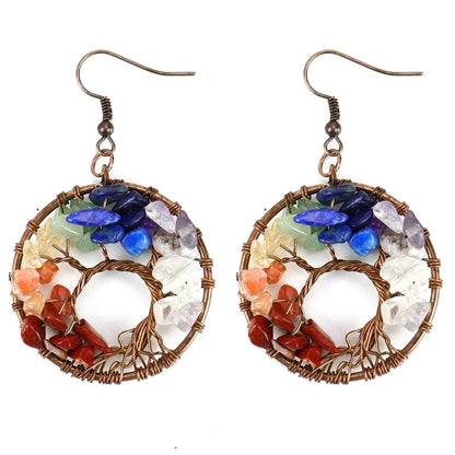 1 Pair Minimalist Leaf Natural Stone Copper Drop Earrings