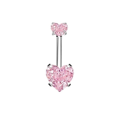 1 Piece Belly Rings Minimalist Heart Shape 304 Stainless Steel Inlay Zircon