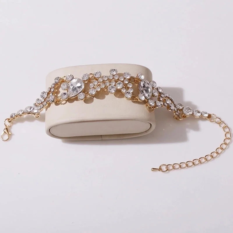 Bridal Geometric Alloy Inlay Rhinestones Earrings Necklace